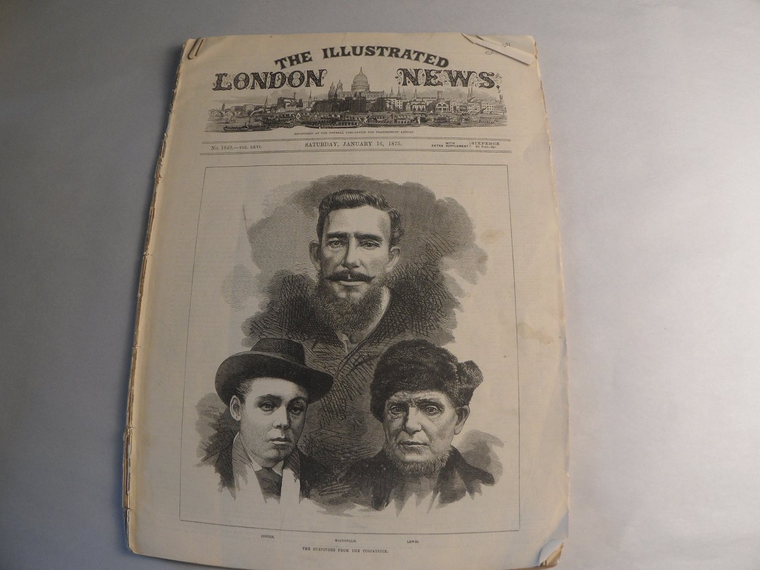 Vintage 1875 The Illustrated London News Newspaper January 16 Victorian Era