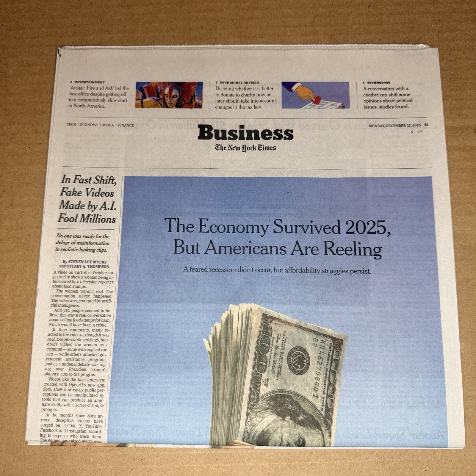 The New York Times Newspaper December 22 2025 Complete Print Paper UNREAD NYT