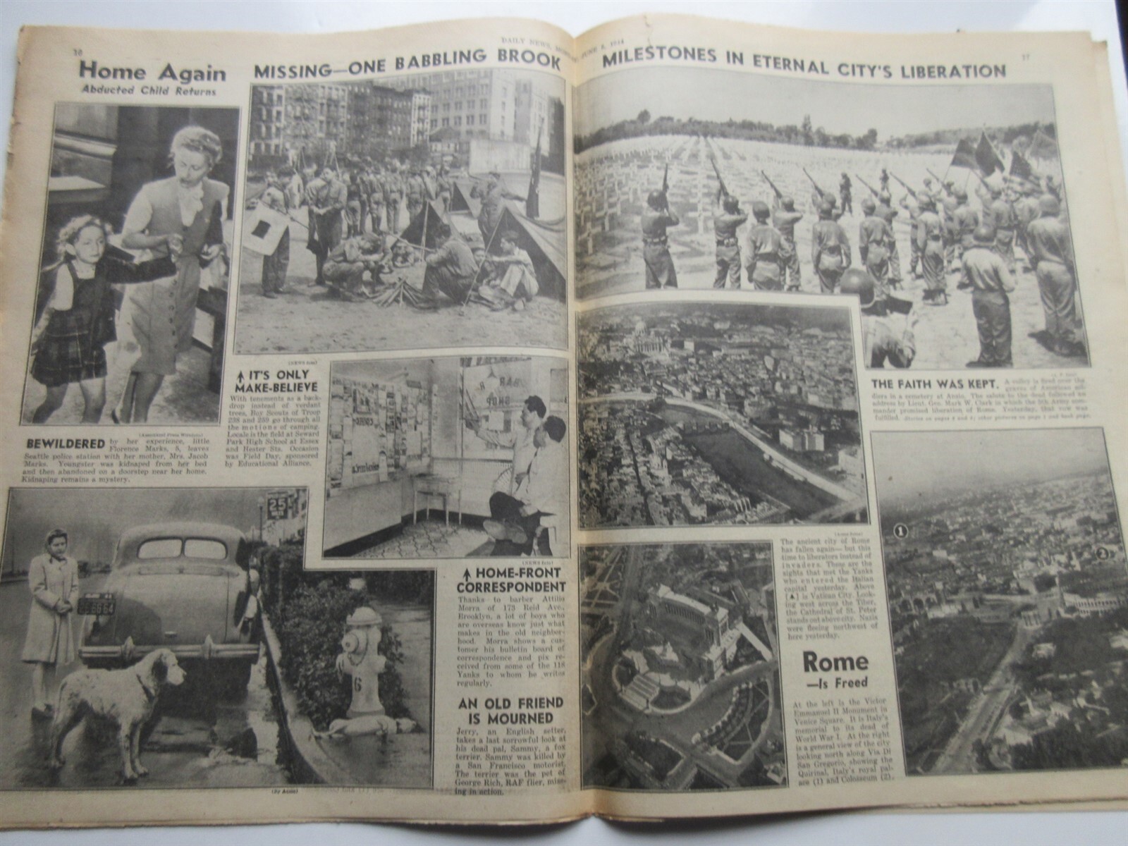 New York Daily News June 5, 1944 ROME FALLS WWII