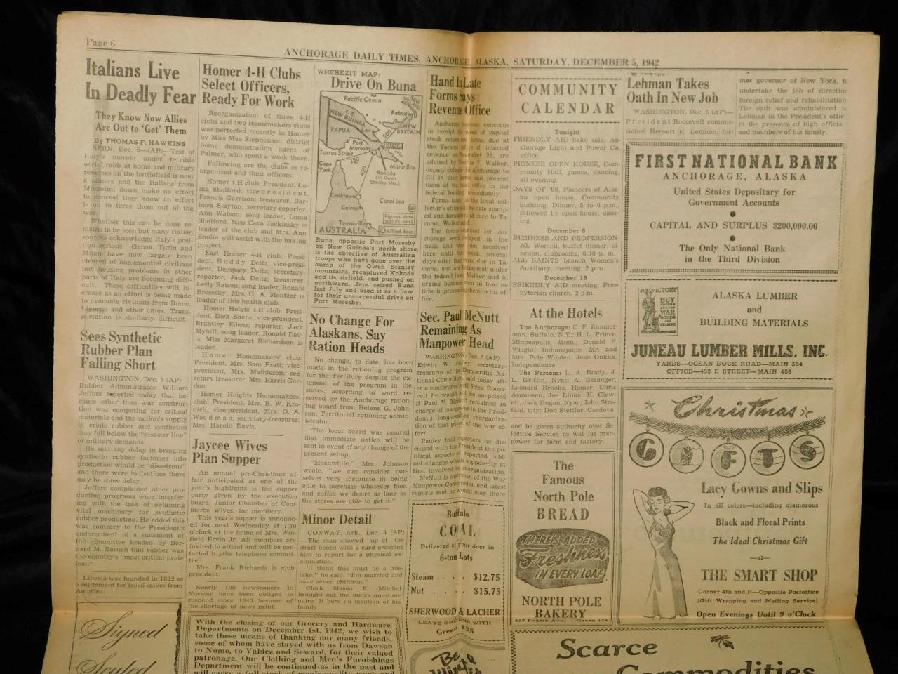 Dec 3 1945 Anchorage Alaska WW2 Newspaper Shatolik Dog Teams Air Plane Crash