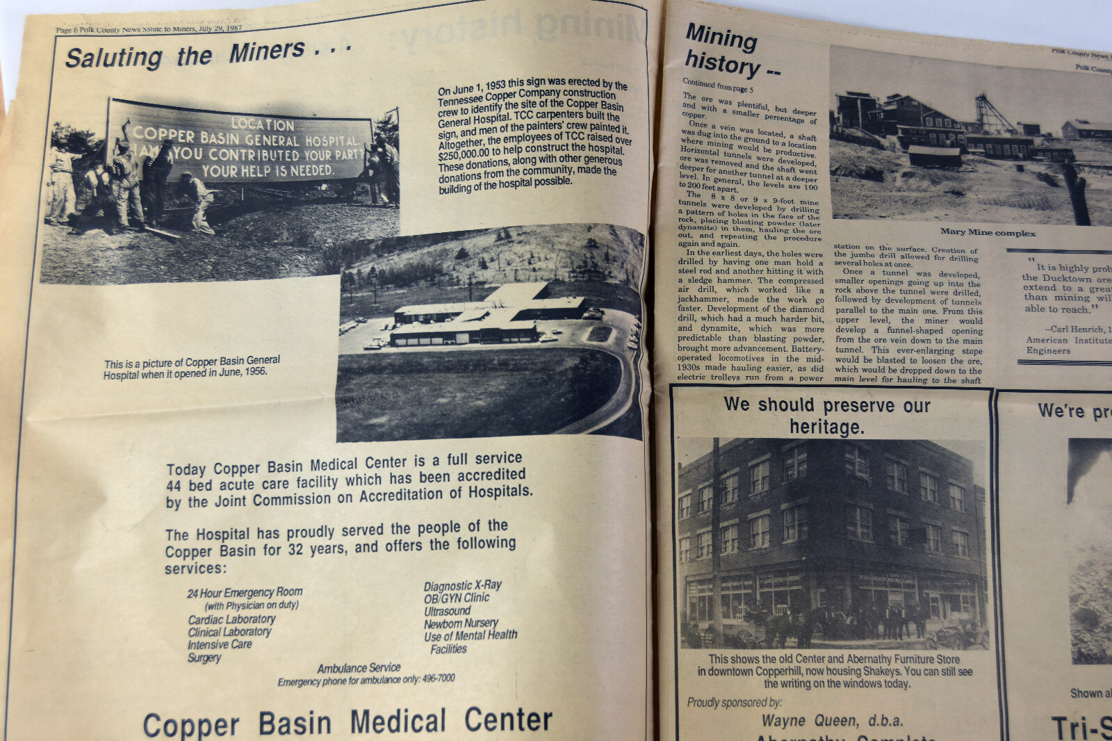 1987 Newspaper Tennessee Ducktown Copperhill Copper Basin Miners Ads RARE