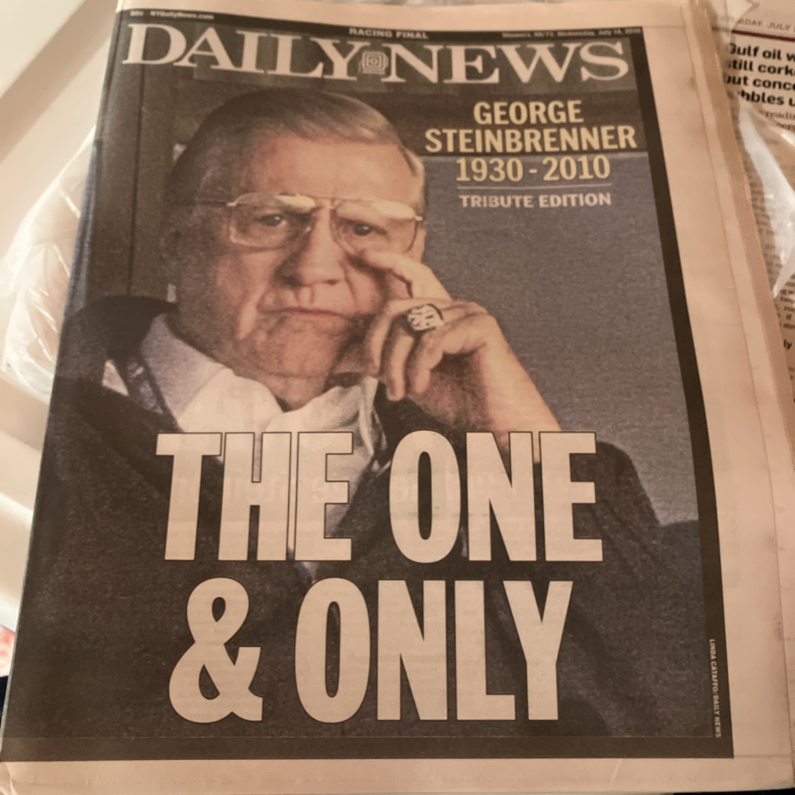 New York Daily News: 7/14/10, George Steinbrenner 1930-2010 The One & Only Used