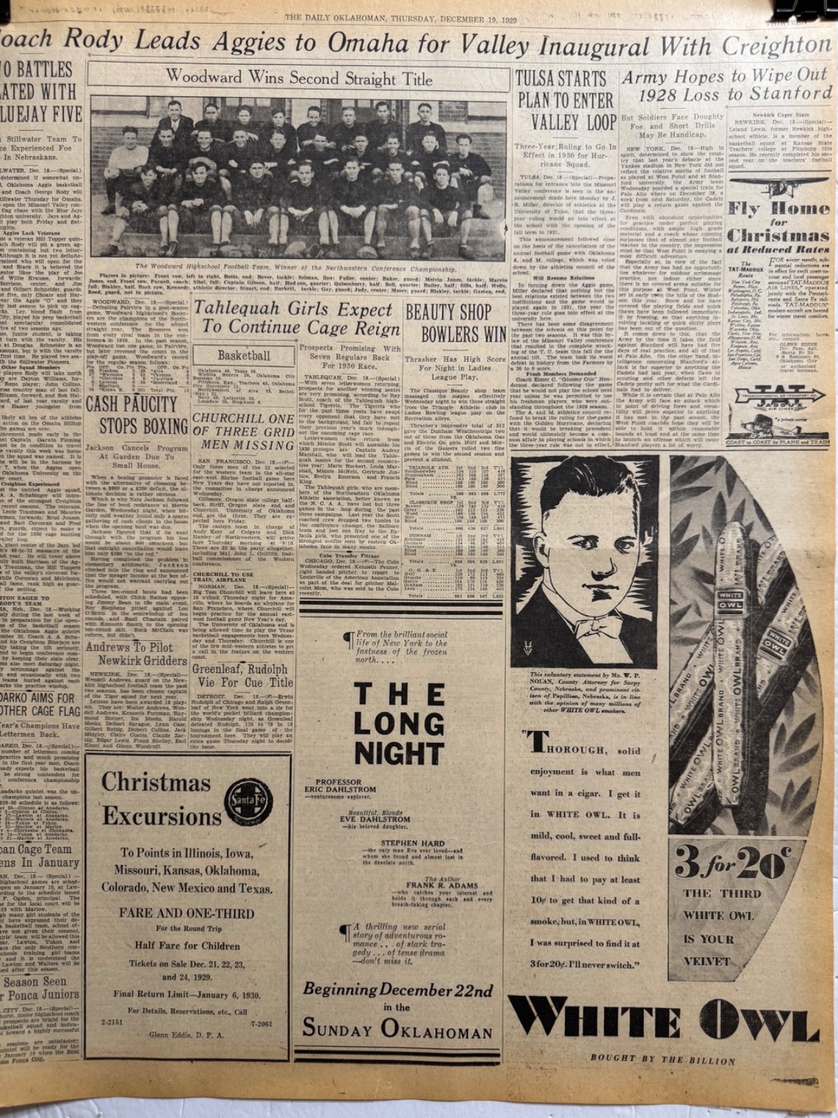 1929 WOODWARD,OKLA. HIGHSCHOOL FOOTBALL TEAM OKLA. CITY NEWSPAPER PAGE FREE SHIP