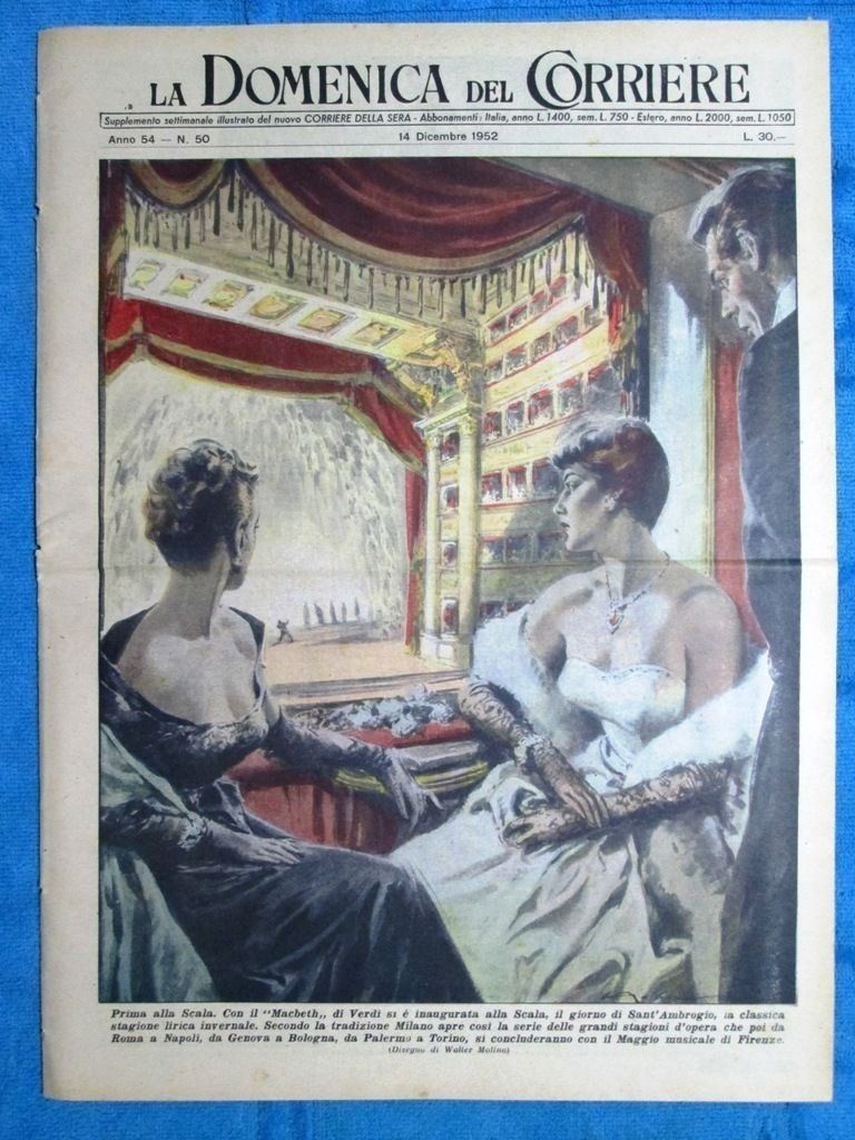 La Domenica del Corriere 14 December 1952 Giuseppe Verdi Na-Sam Regine Europa