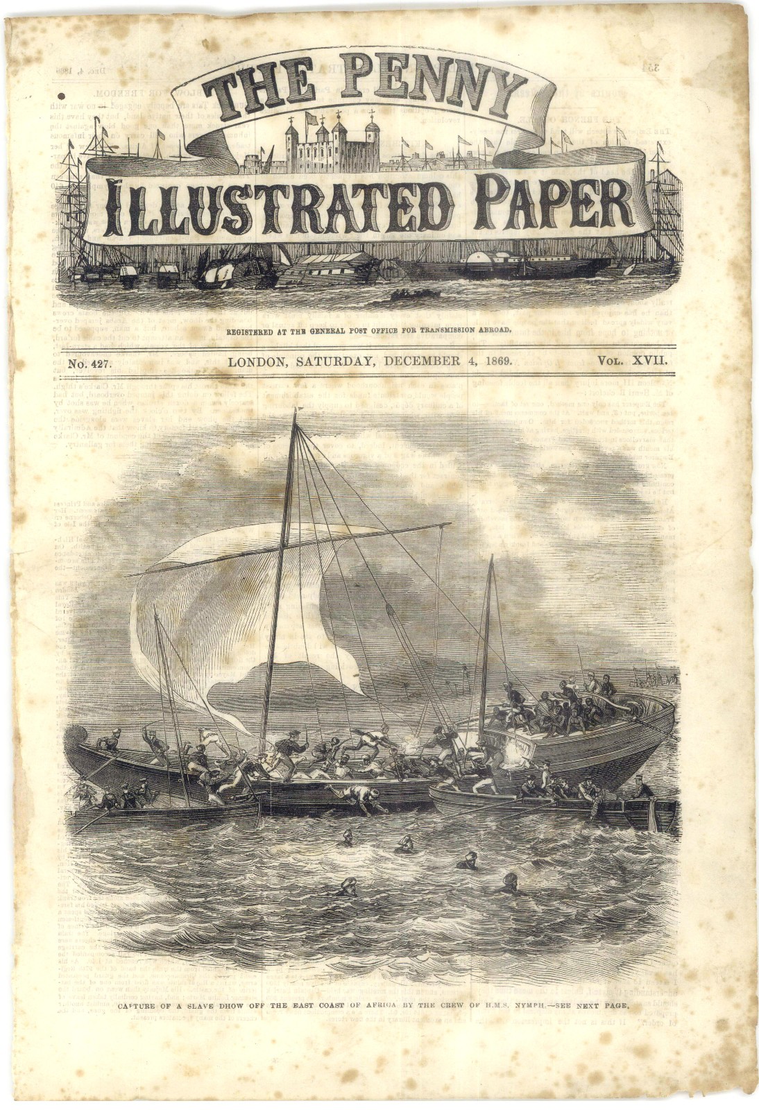 1869 Penny Ilustrated Paper, Slaves, Irish Problem, Wood Green Murders, Oz Meat