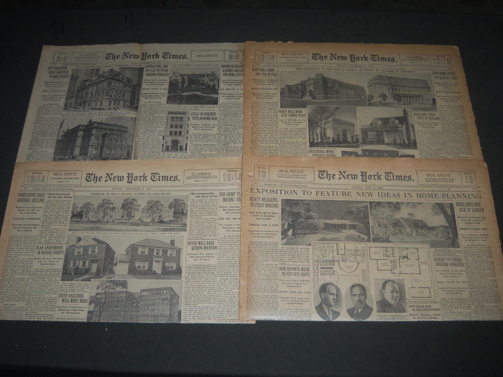 1933-1944 NEW YORK TIMES SUNDAY REAL ESTATE SECTIONS LOT OF 9 – NP 2709