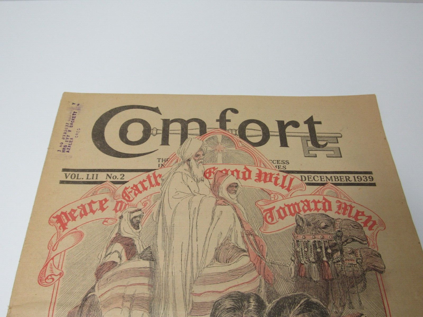 Religious COMFORT December 1939 Peace On Earth Goodwill Toward Men Newspaper-zz