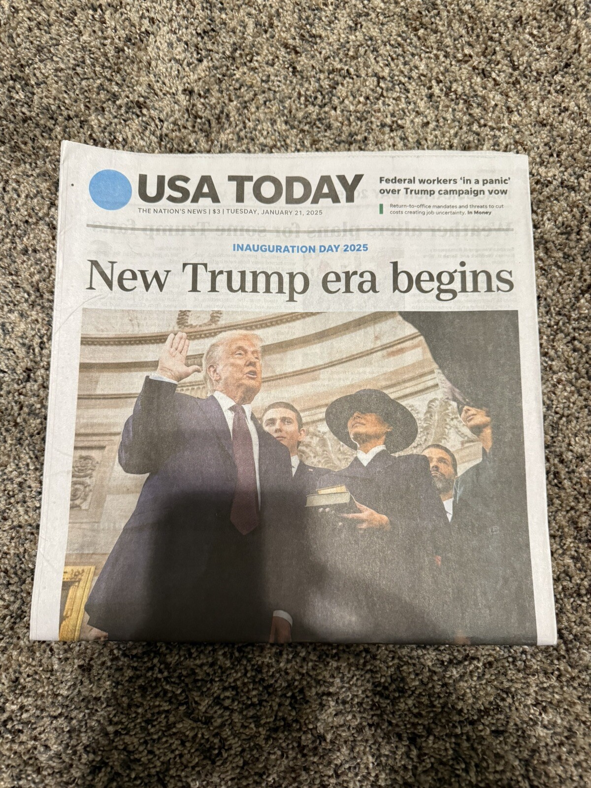 USA TODAY – JANUARY 21, 2025 Donald Trump inauguration Newspaper- NEW