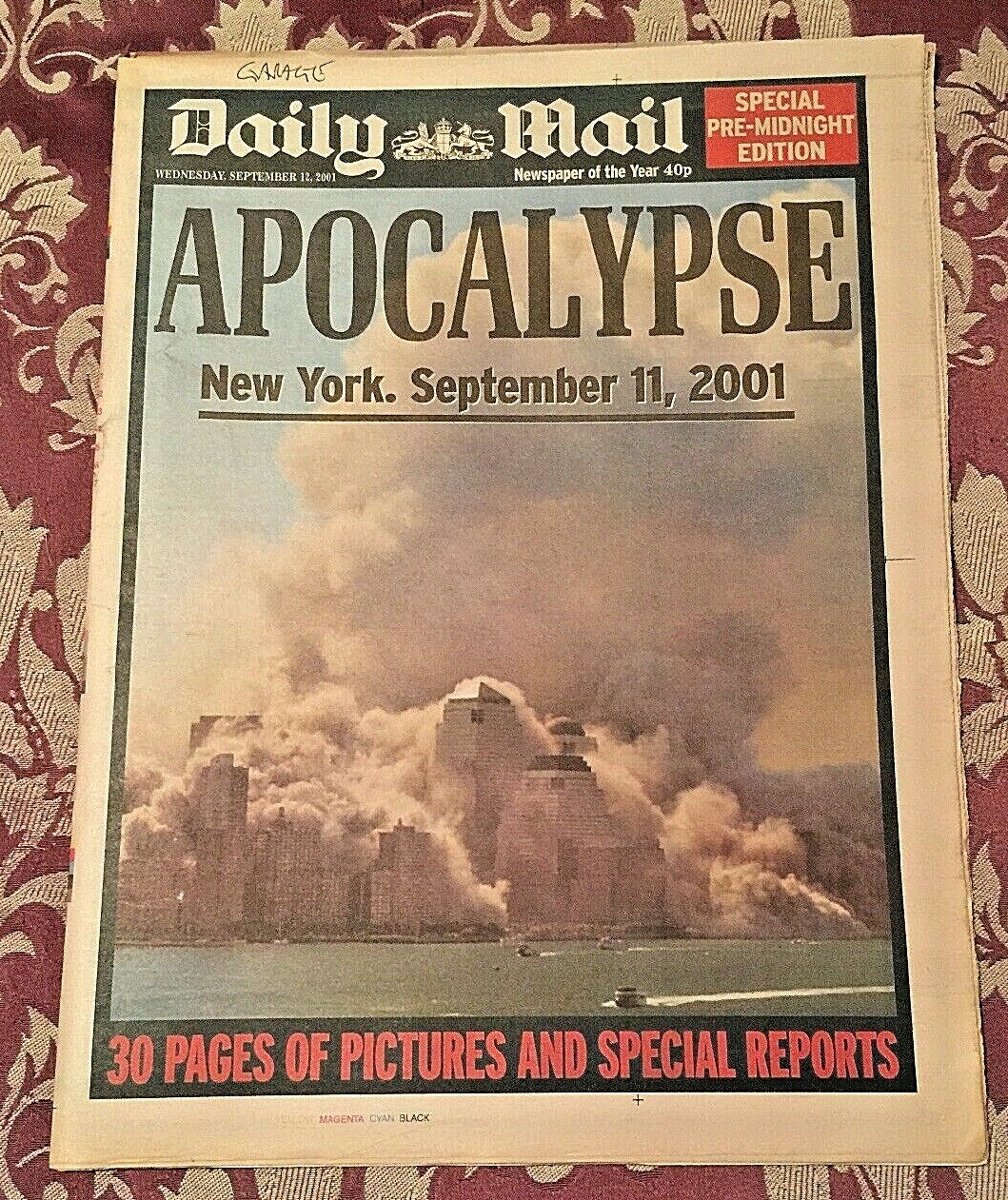 * 6 x Daily Mail Newspapers – 12th to 17th September 2001 9/11 Editions – RARE *