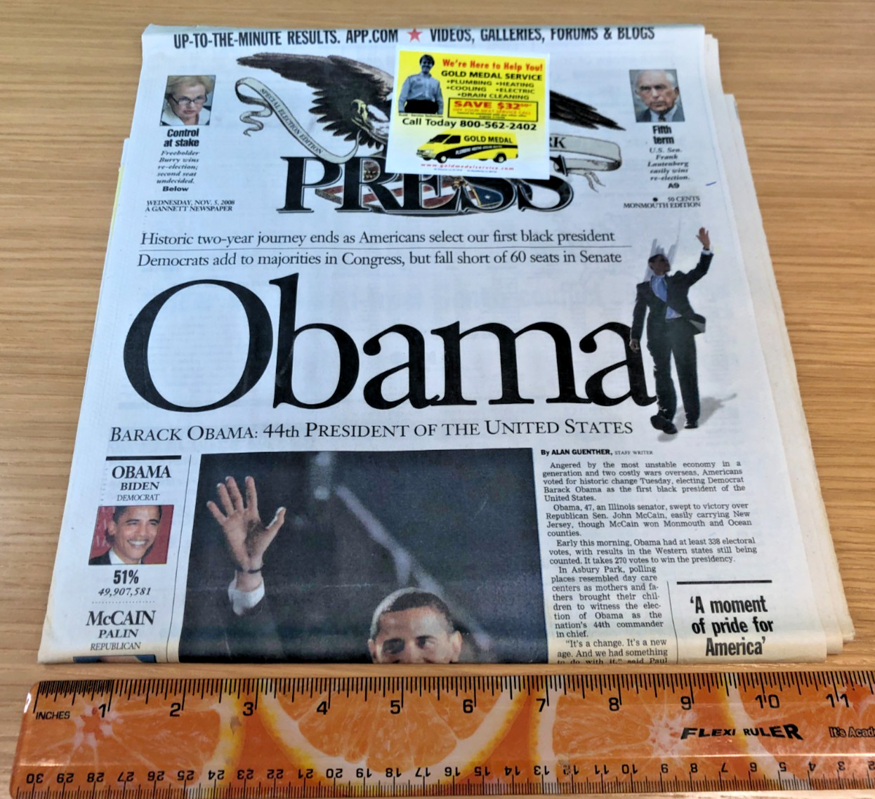 The Asbury Park Press Wednesday November 5, 2008 Obama Elected 44th President