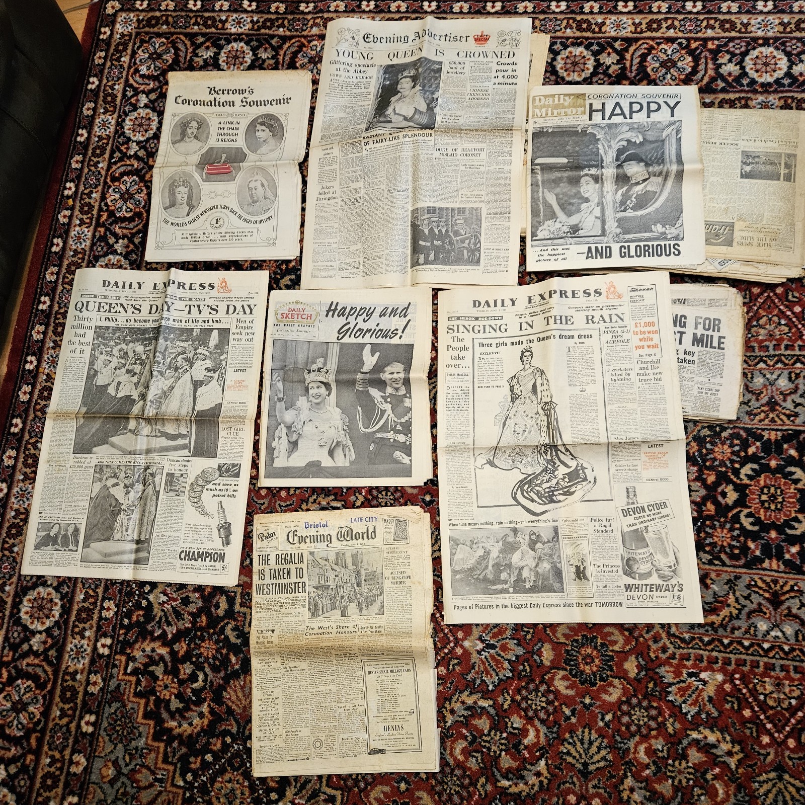 BUNDLE King George VI QUEEN MARY Death WW2 0Original Newspapers CORONATION -WB15