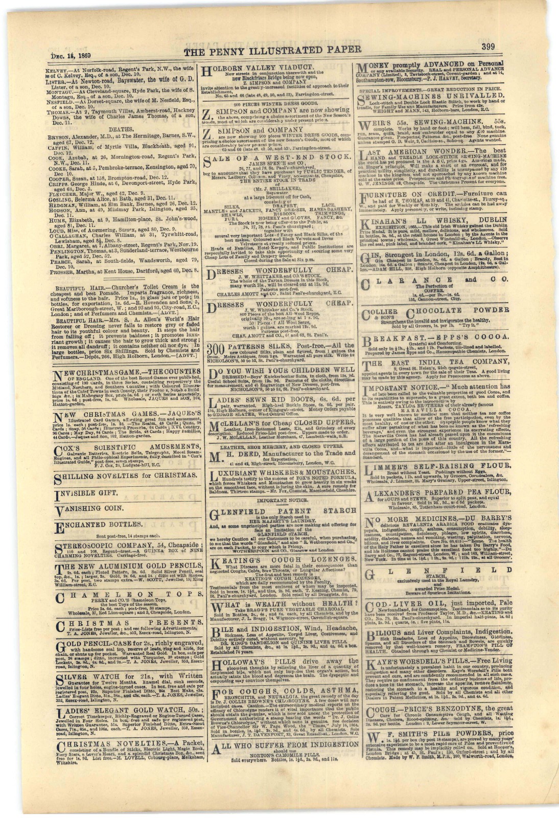 1869 Penny Ilustrated Paper, Devon Savages, NY Richardson Tragedy,Irish Troubles