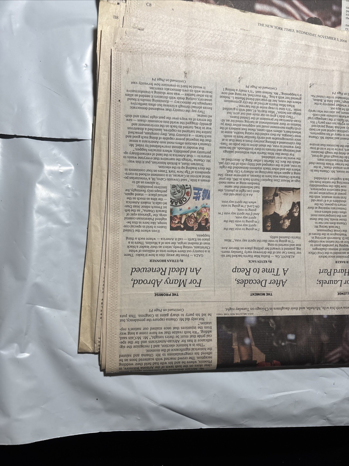 Obama Election Win Lot Of 3 Copies New York Times Newspaper Issue Nov. 5th 2008