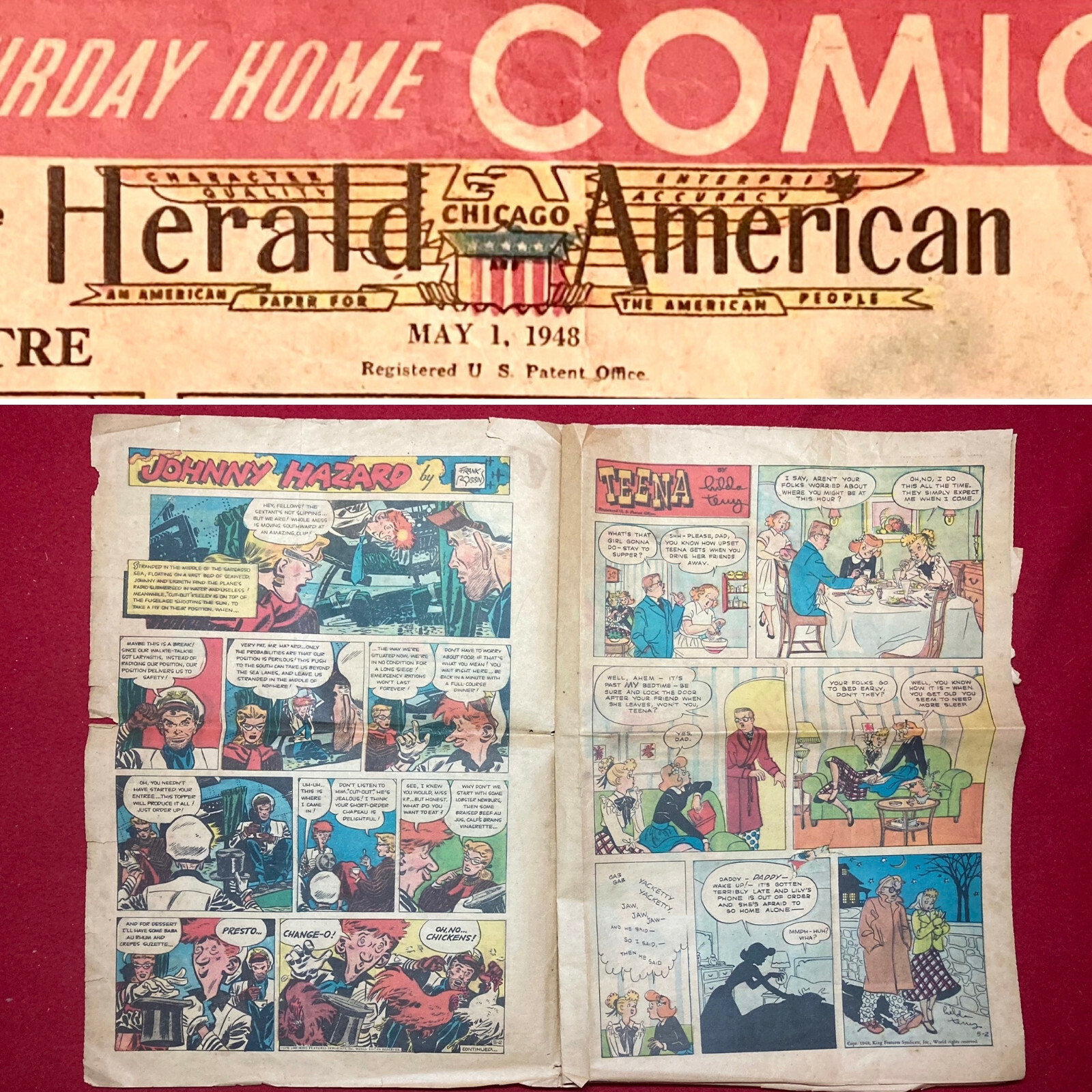 1948 Chicago Herald-American Newspaper Comics–Popeye-Sad Sack-Fatso-Elmer-Teena