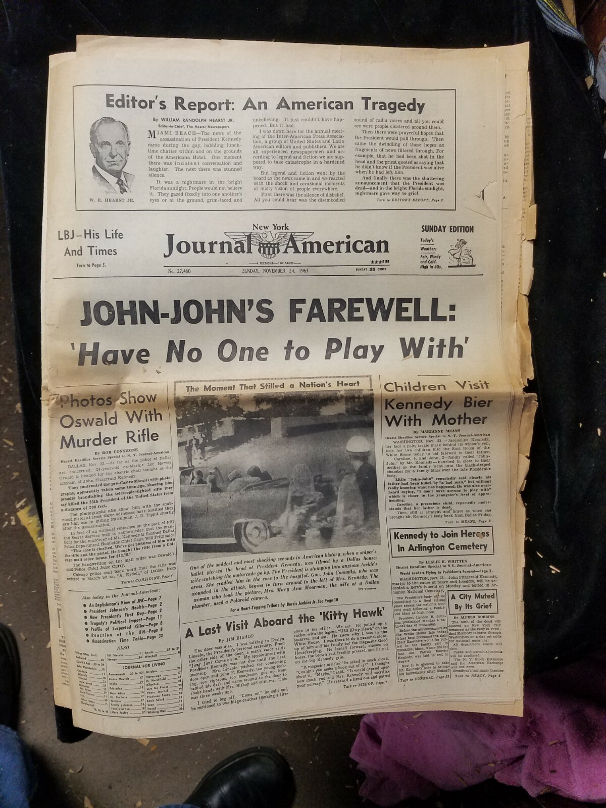New York Journal American November 24 1963 Original Newspaper John John Farewell