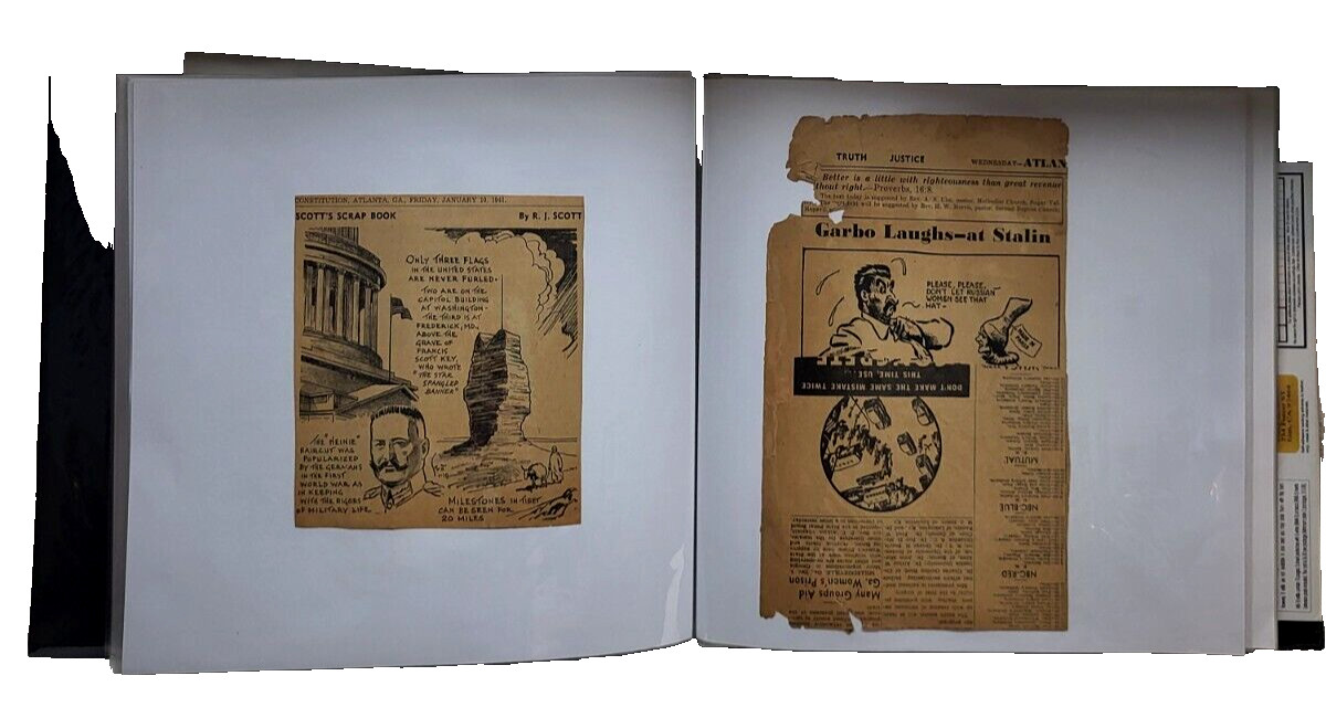 Expandable 12″x12″ Book 1940’s Newspaper Political Cartoons Various Publications