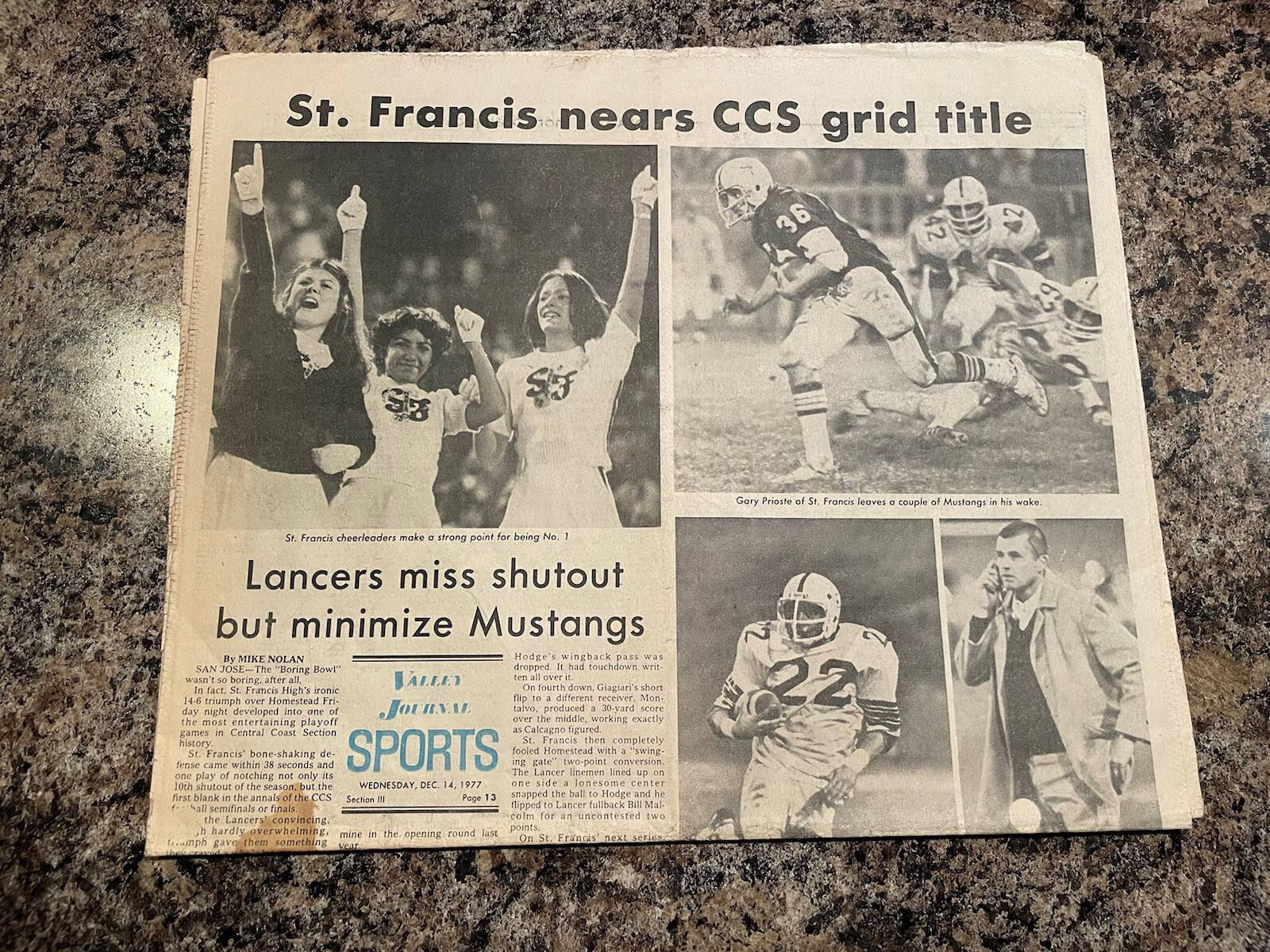 1977 St. Francis Lancers High School Football Playoff Newspaper