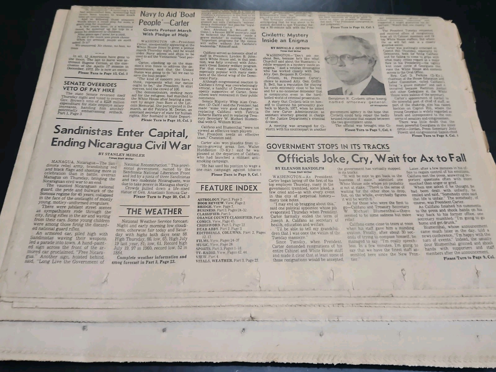 LOS ANGELES TIMES JULY 20 1979 COMPLETE ORIGINAL HUGE NEWSPAPER
