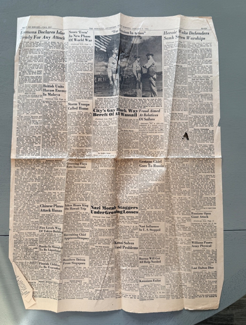 1941 Honolulu Advertiser Newspaper Page Pre-WWII Hawaii January 9