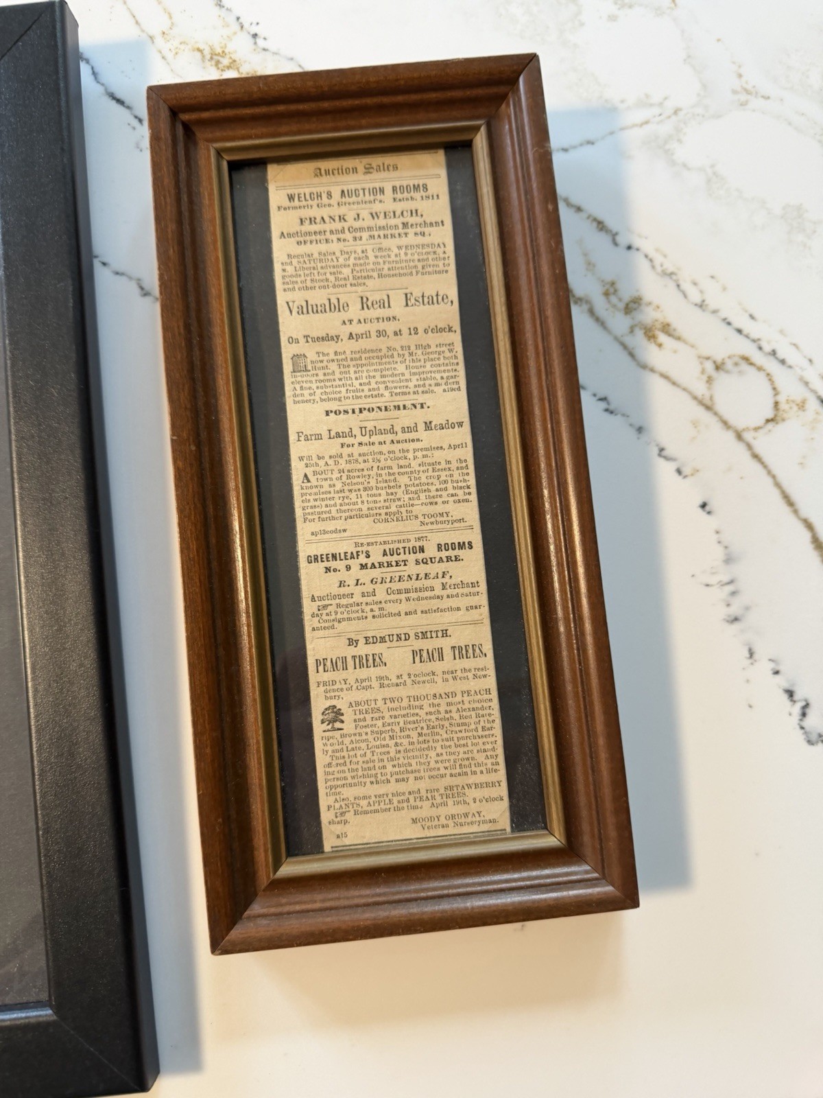 Lot Of Three Framed Newspaper Clippings Ads Newburryport Ma. 1878!!