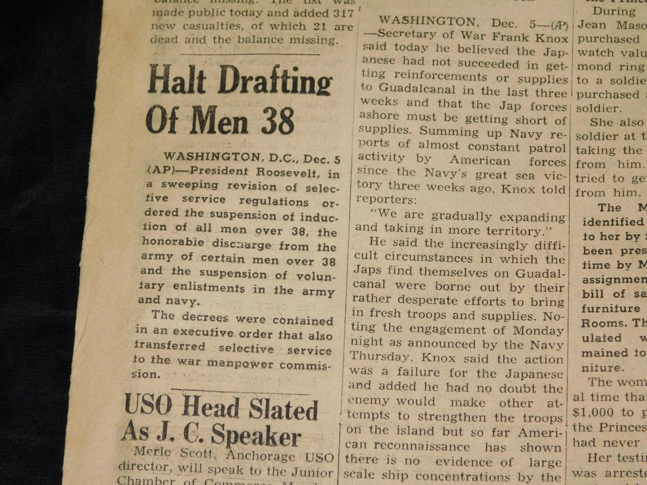 Dec 3 1945 Anchorage Alaska WW2 Newspaper Shatolik Dog Teams Air Plane Crash