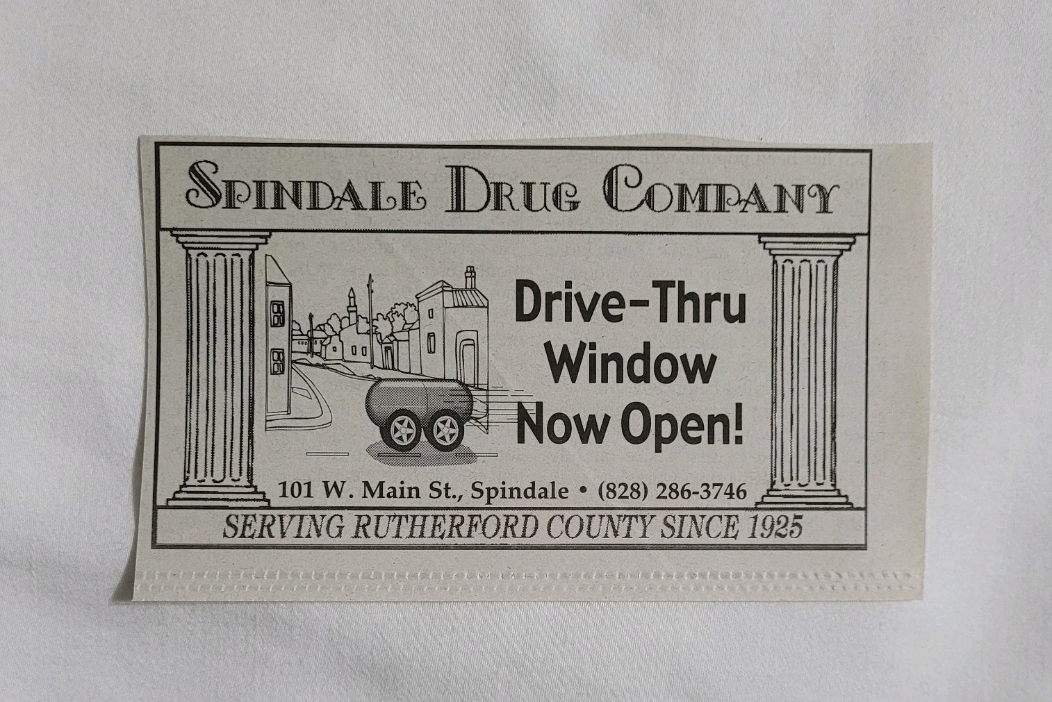 Vintage Spindale Drug Co Store Pharmacy North Carolina Newspaper Advertisement