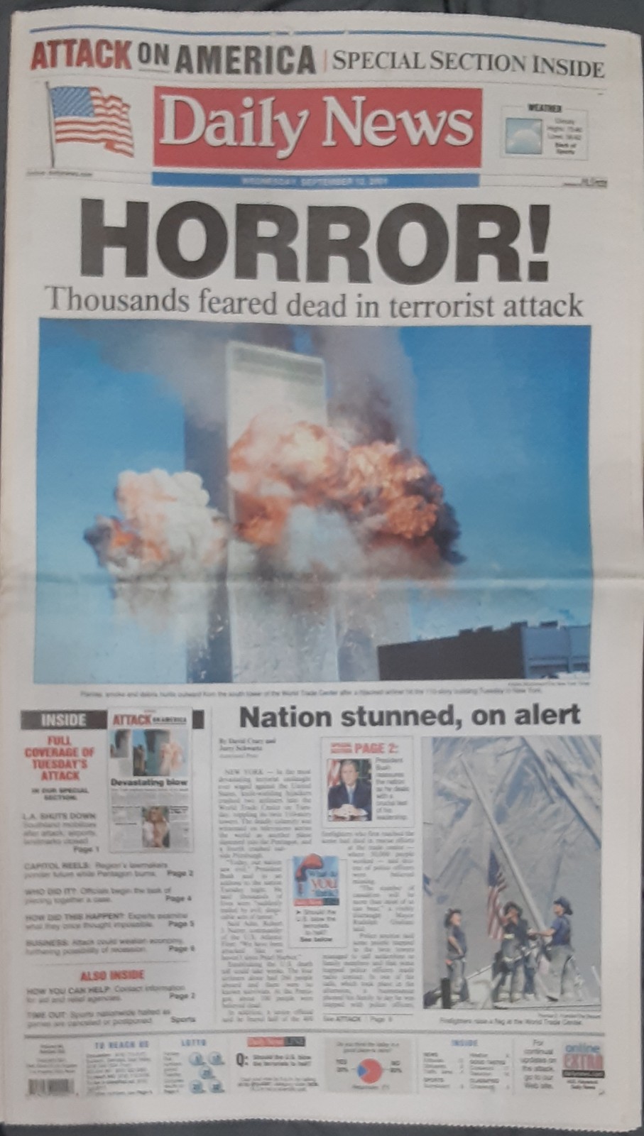 LA Daily News September 11-19, 2001 911 Vintage Newspaper Never Used