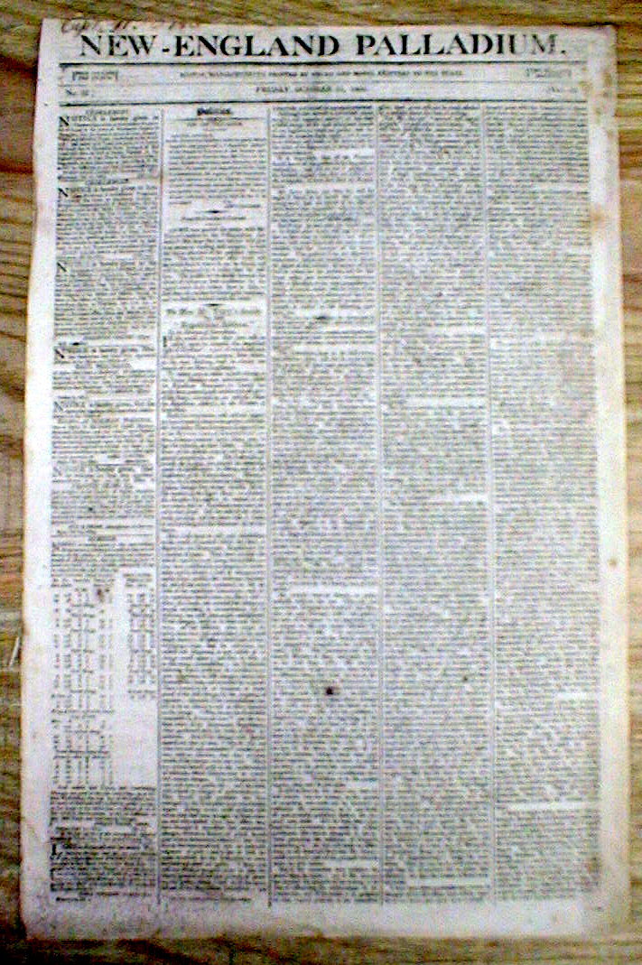 1803 newspaper YELLOW FEVER EPIDEMIC in NEW YORK CITY Philadelphia PENNSYLVANIA