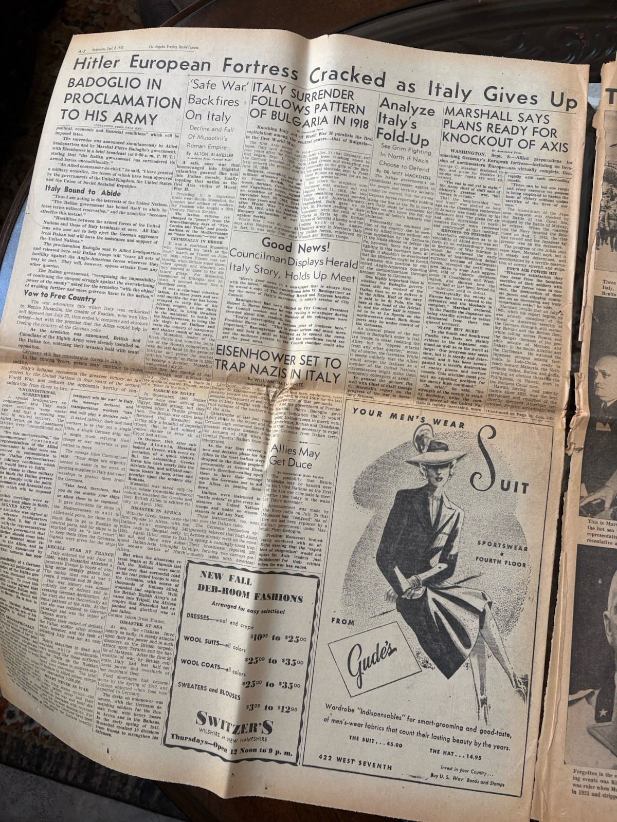 Vintage 1943 WAR EXTRA Newspaper