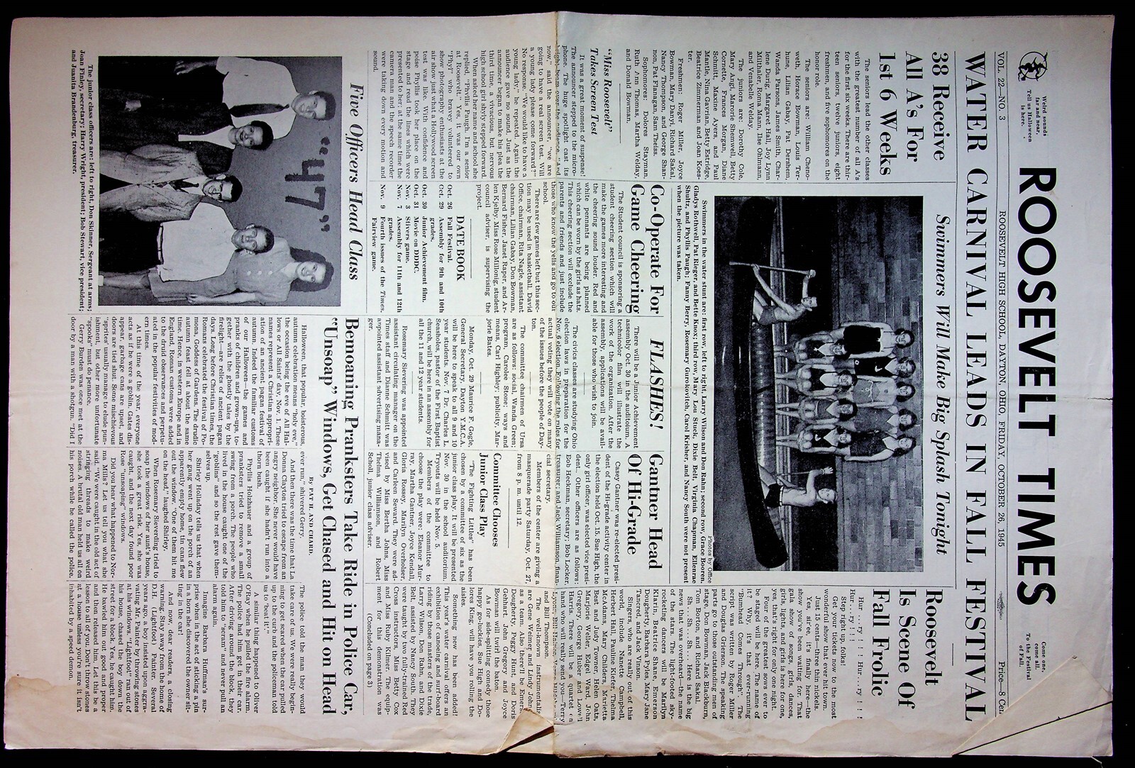 1945-1947 Roosevelt Times High School Dayton Ohio Lot Of 4 School Newspapers