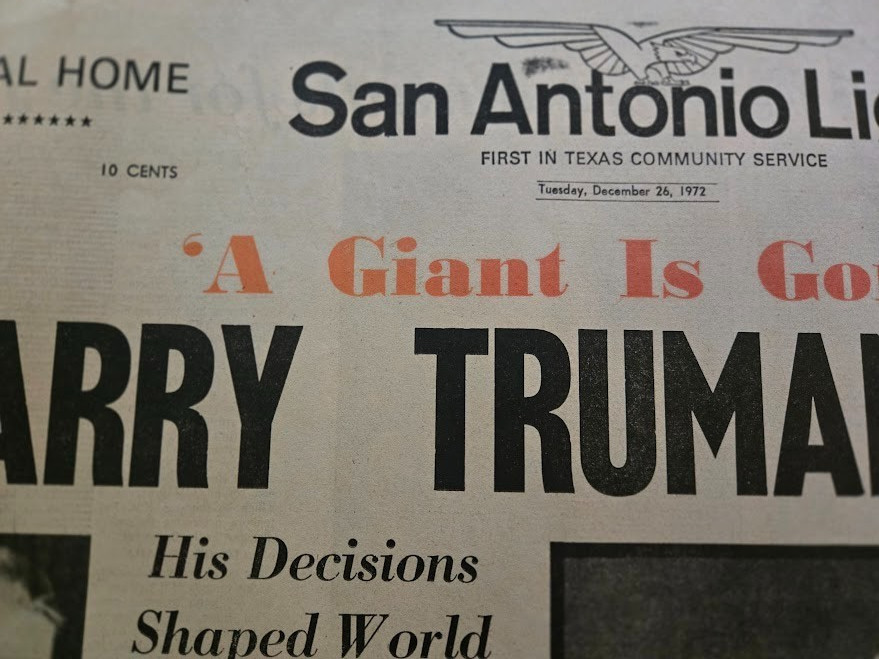 Vtg San Antonio Light Newspaper Lot~1969 Eisenhower~1972 Truman~73 LBJ~ 79 Wayne