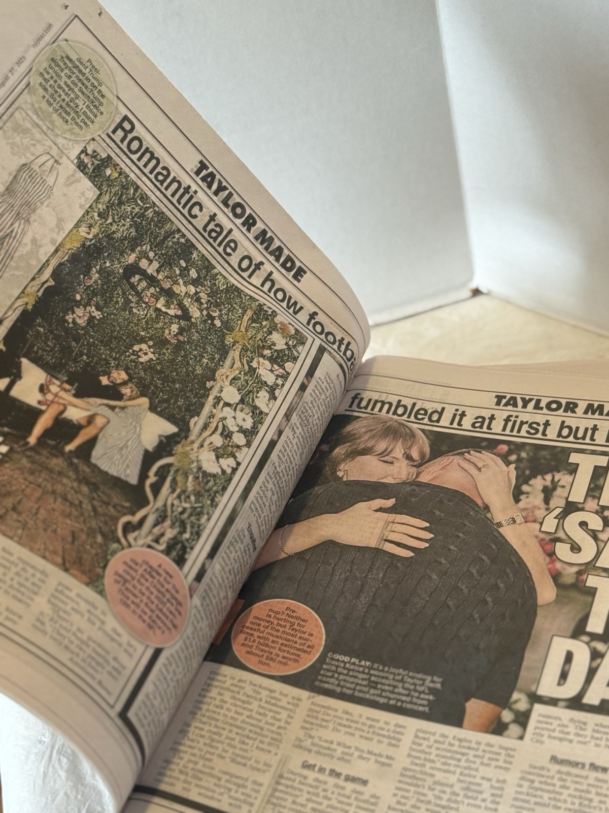 Taylor Swift & Travis Kelce Engaged “Tay Yes!” New York Post Newspaper 8/27/2025