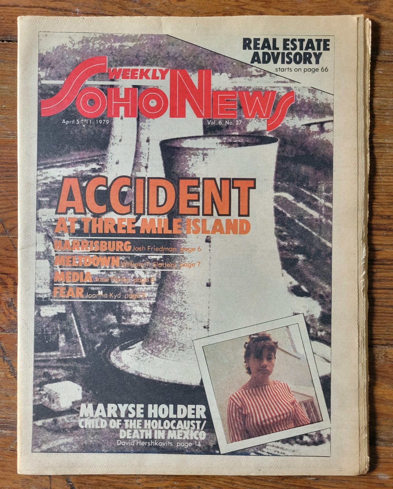 Soho News, NYC, April 5-11, 1979, Three Mile Island Accident, Maryse Holder