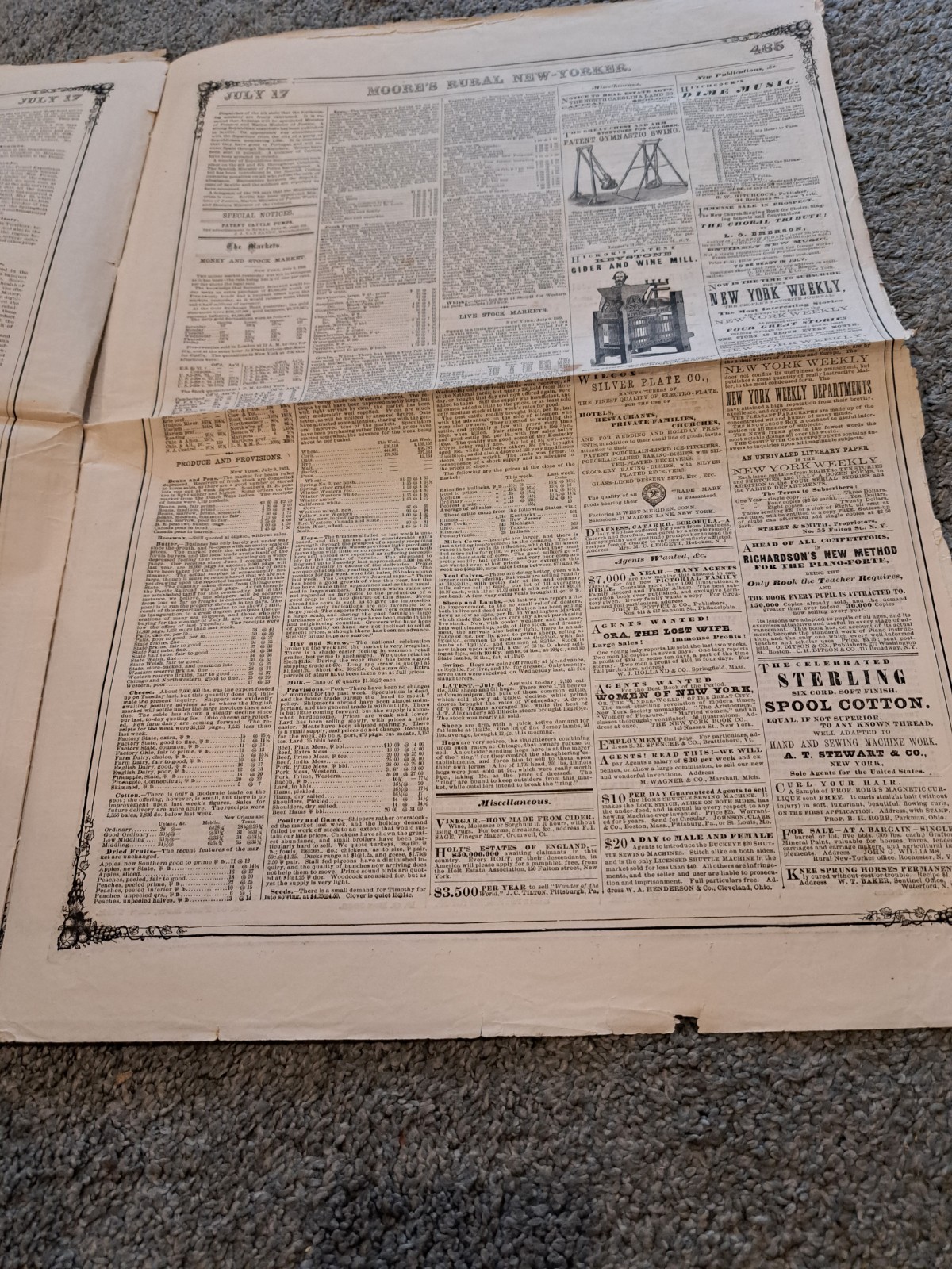July 17 1869 Moore’s Rural New Yorker Newspaper Agriculture Horticulture