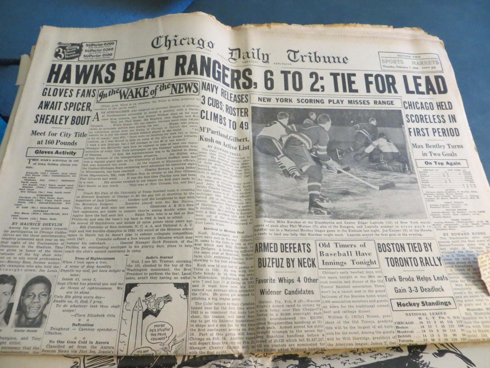 CHICAGO DAILY TRIBUNE FEB 1946 NEWSPAPER HANG YAMASHITA MCARTHUR