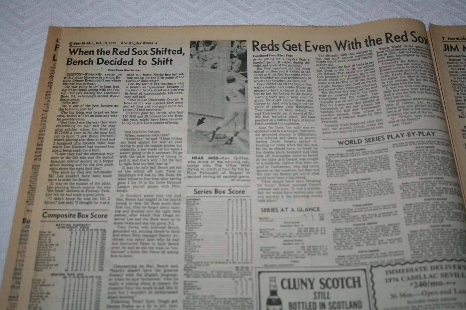 1975 LA Times * World Series Game 2 Cincinnati Reds Boston Red Sox * Tom Dempsey