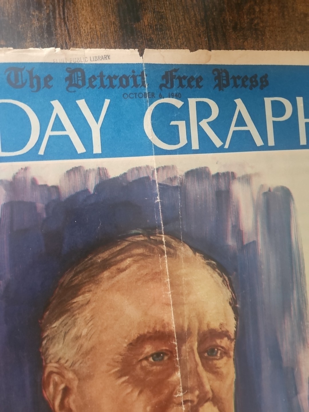 Franklin D. Roosevelt Oct 6 1940 Sunday Graphic Detroit Free Press Portrait