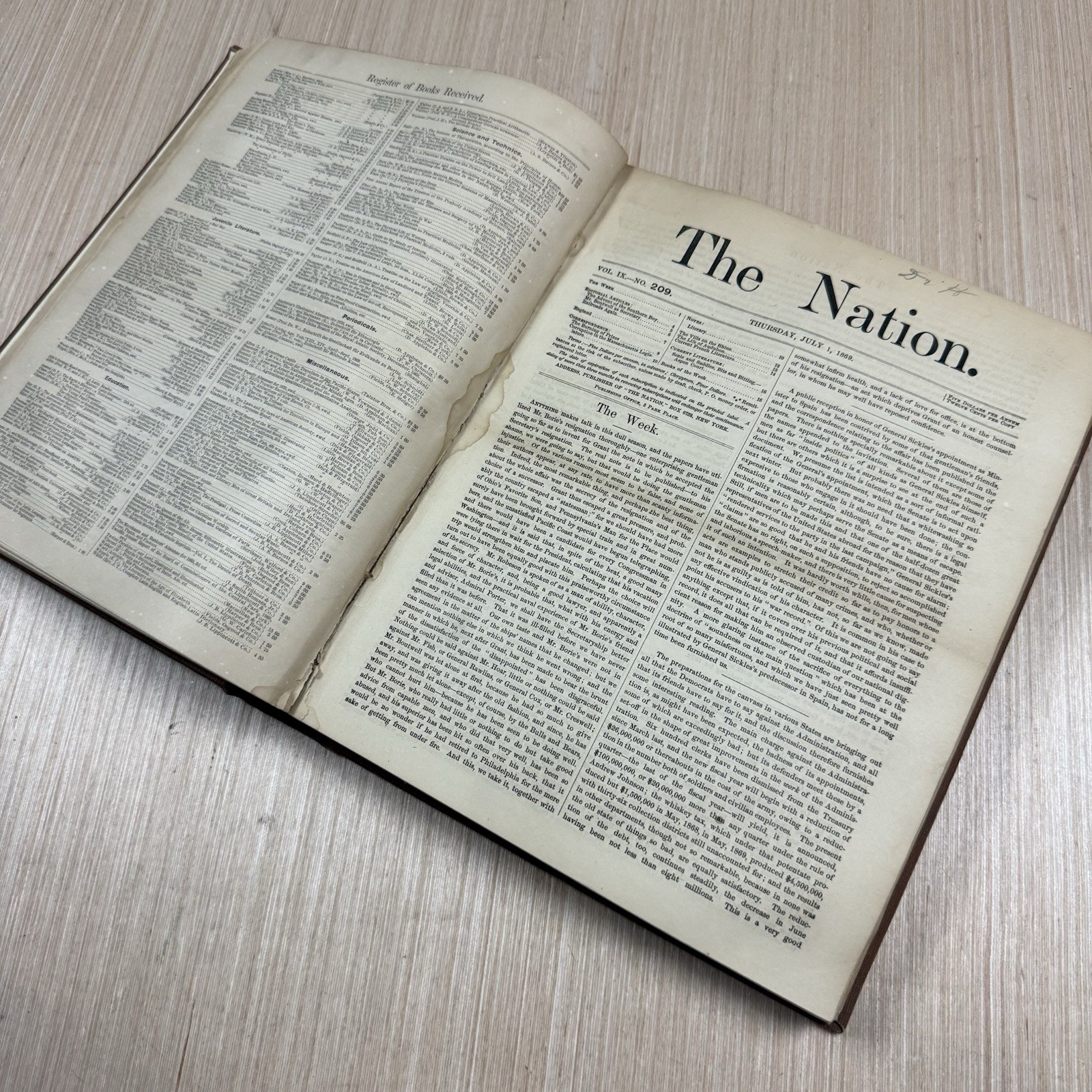 Weekly Journal 1869 Antique The Nation Hardcover University Of Chicago Book