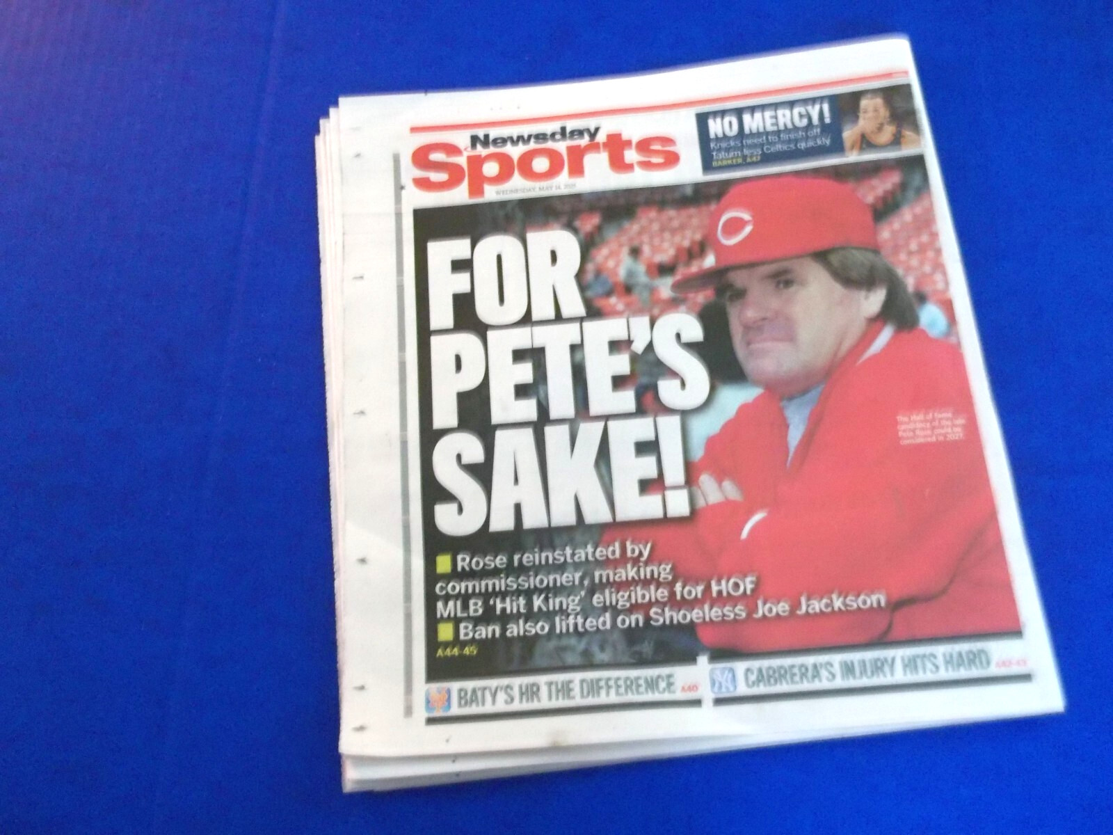 ‘PETE ROSE’ “ELIGIBLE FOR MLB HALL OF FAME” NEWSDAY 5/14/25