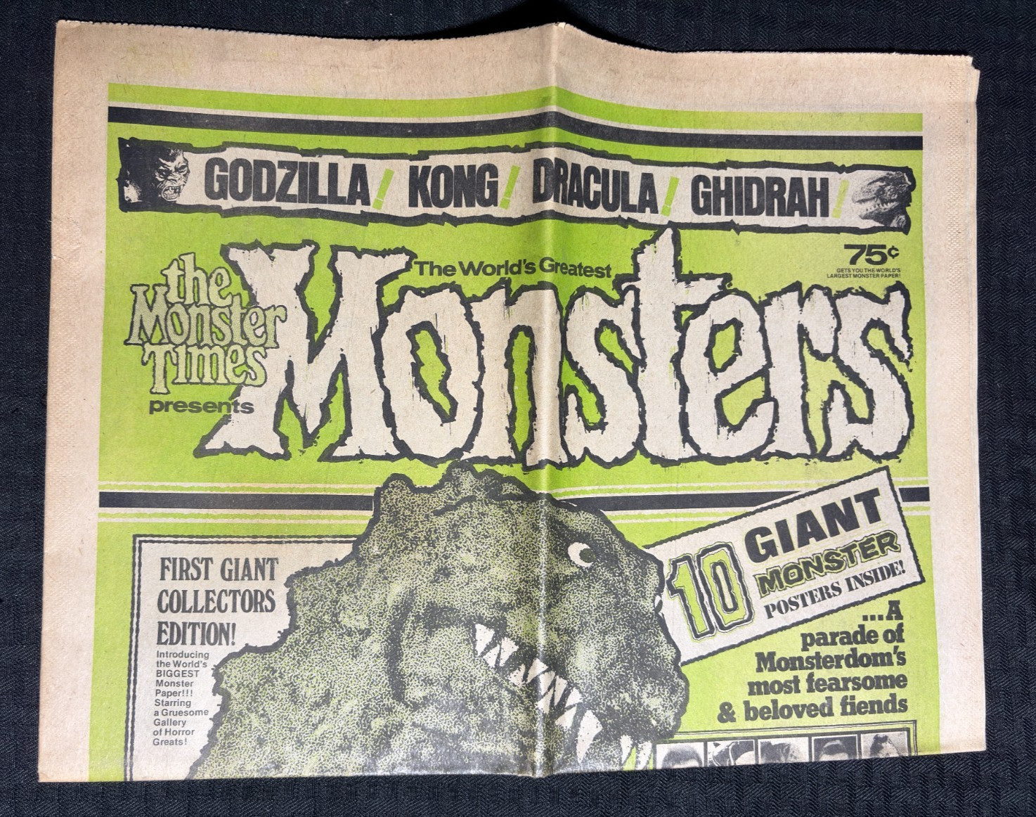 1974 THE MONSTER TIMES Giant Newspaper #3 VG+ 4.5 with 10 Posters / King Kong