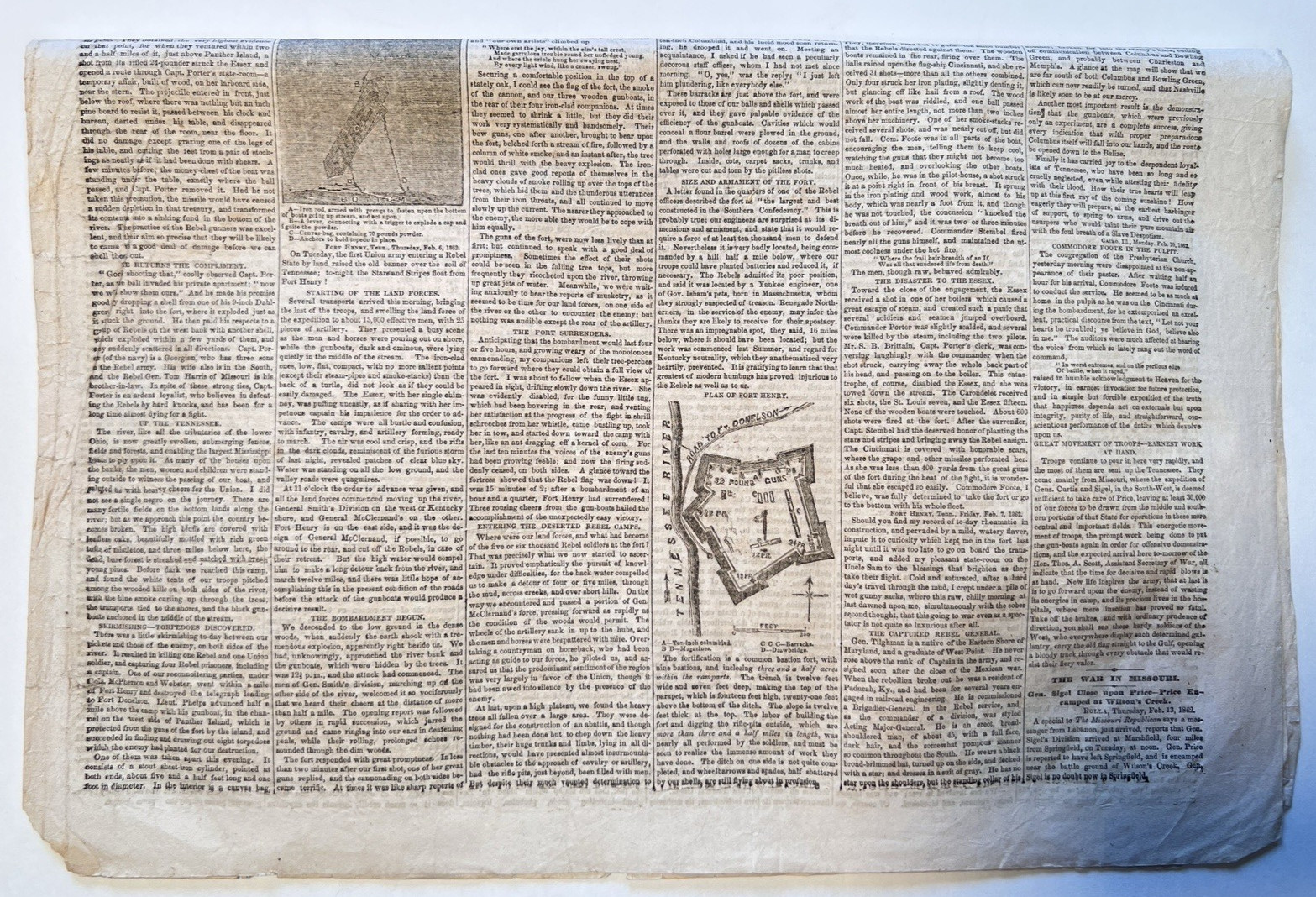 NY Tribune February 14, 1862 Great Victory in Tennessee Civil War Era Newspaper
