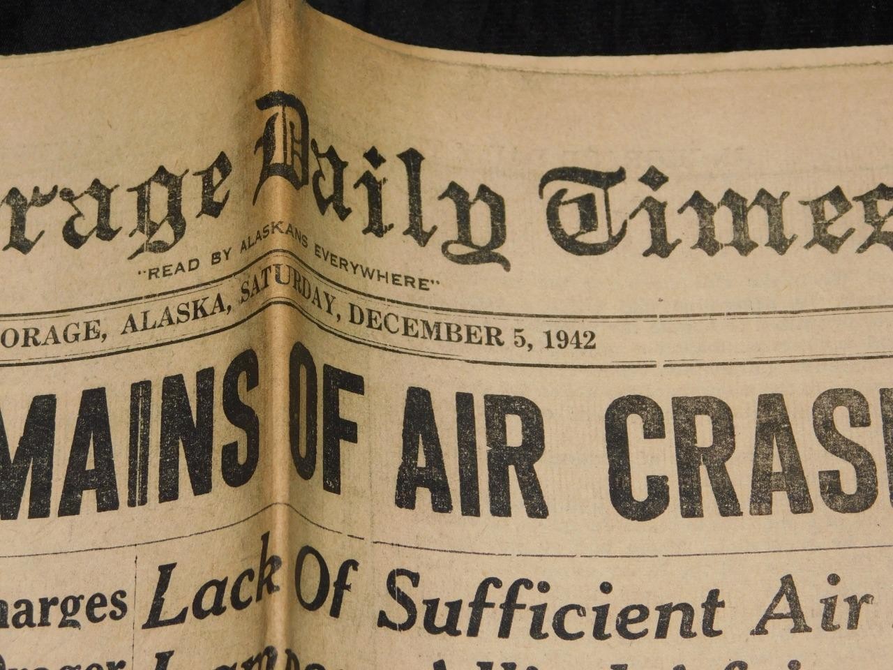 Dec 3 1945 Anchorage Alaska WW2 Newspaper Shatolik Dog Teams Air Plane Crash