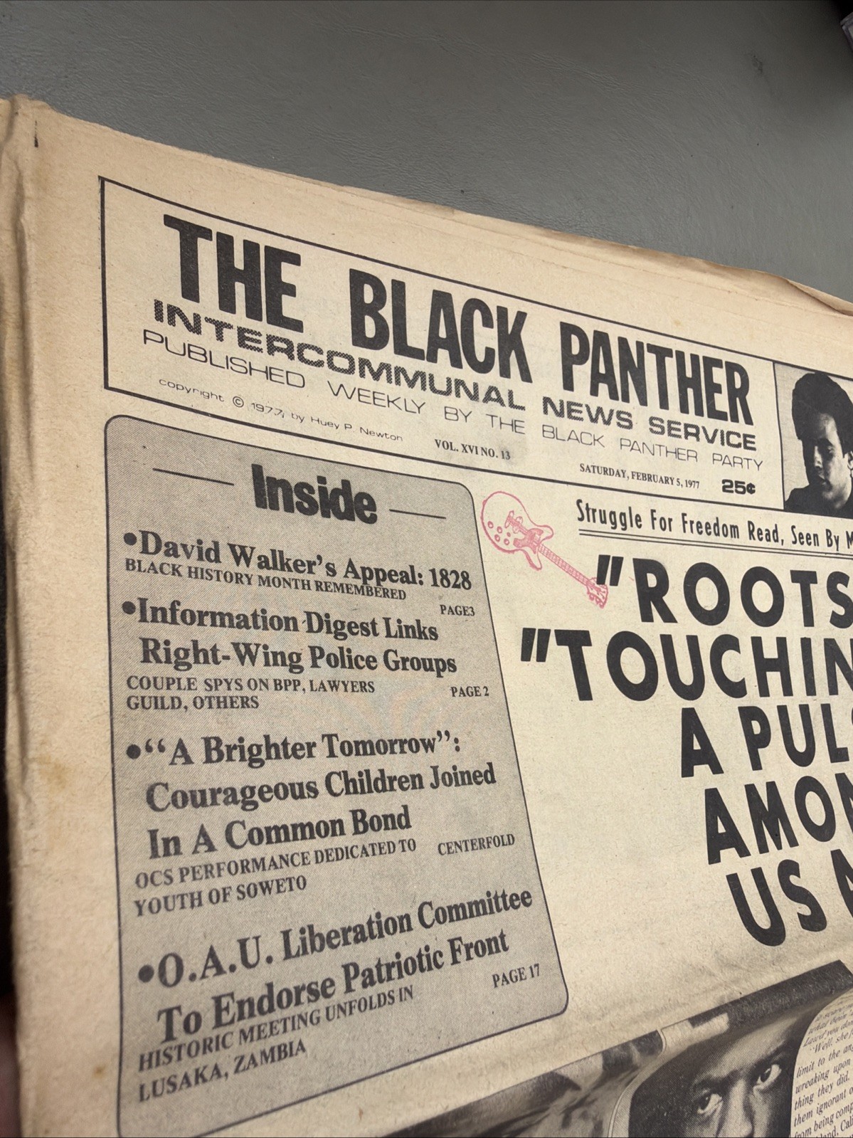 THE BLACK PANTHER PARTY NEWSPAPER – FEBRUARY 5, 1977 Huey Newton ROOTS TV Show