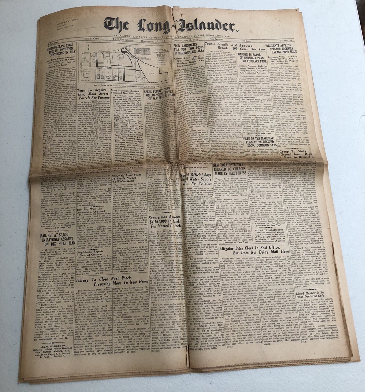 Vintage The Long- Islander Newspaper Huntington, LI, NY – June 12, 1958