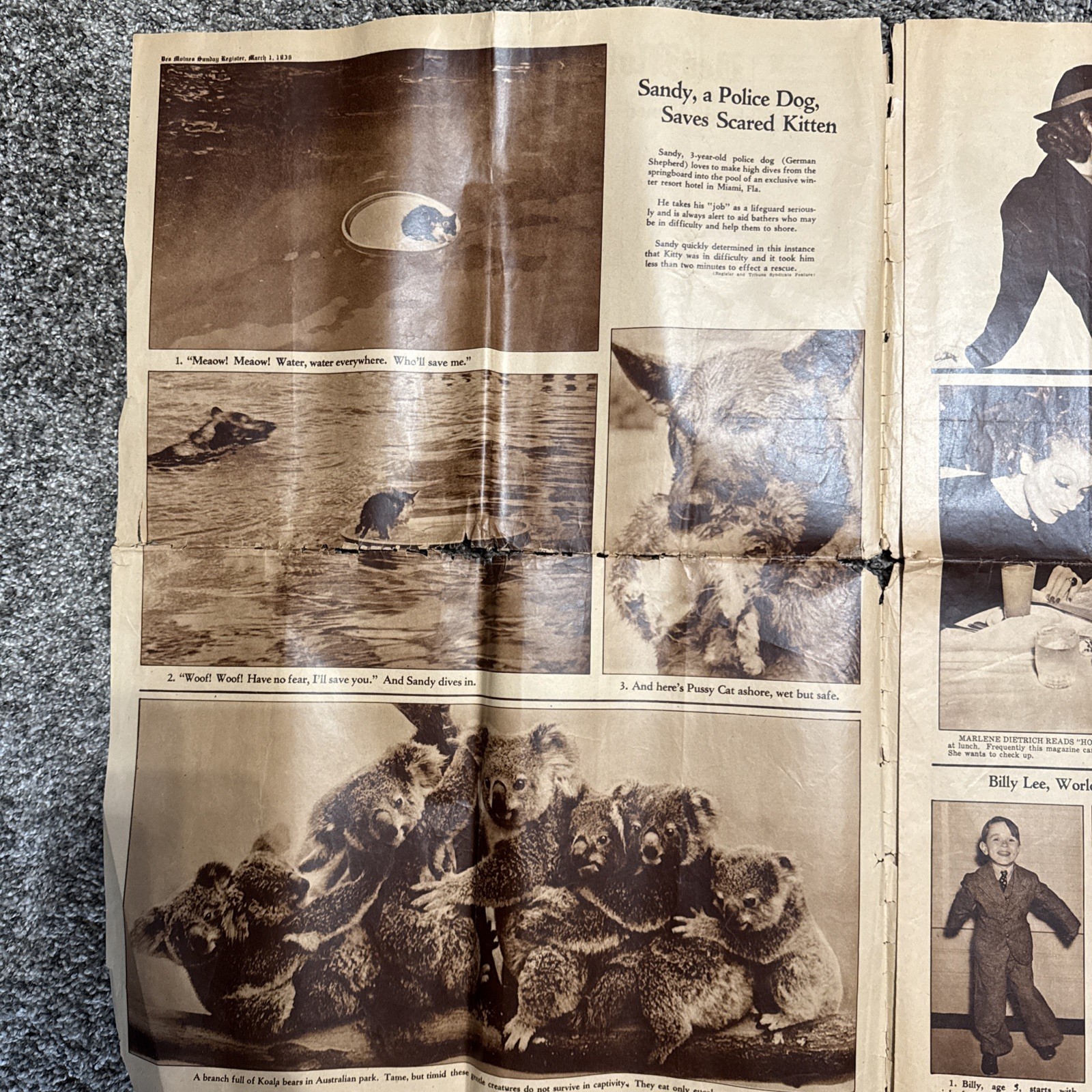 old newspapers lot 1936 Des Moines Sun. Reg. 1946 Cedar Rapids Gazette Iowa Cent