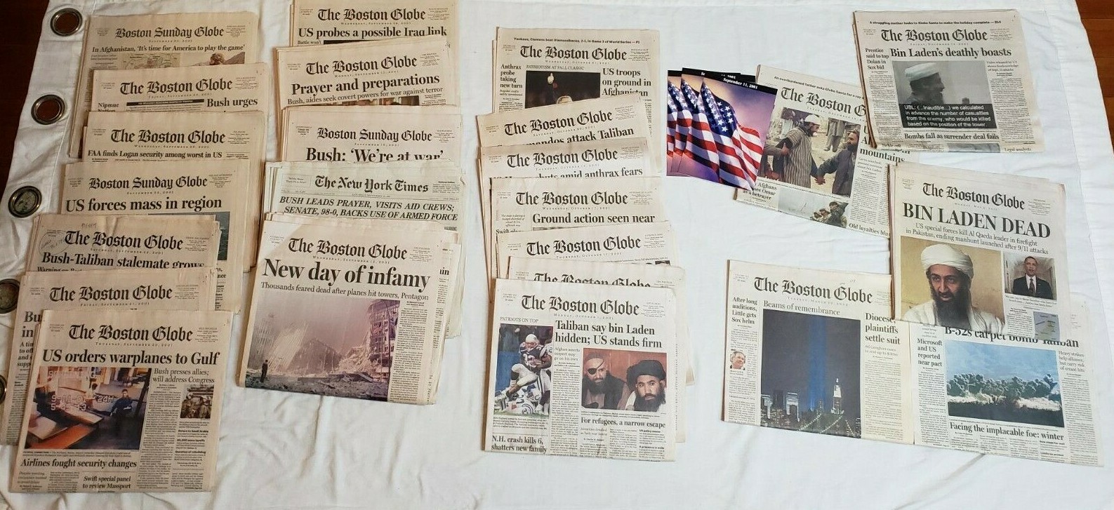 Large September 11, 2001 The Boston Globe Newspaper Lot – War on Terror Reports
