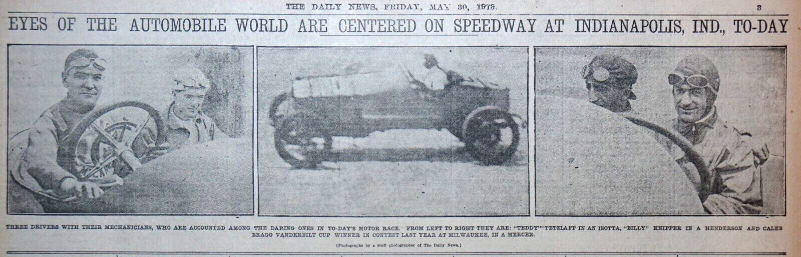 Rare 1913 Chicago Sports Pages – Albert Goux Wins 3rd Indianapolis 500 Race