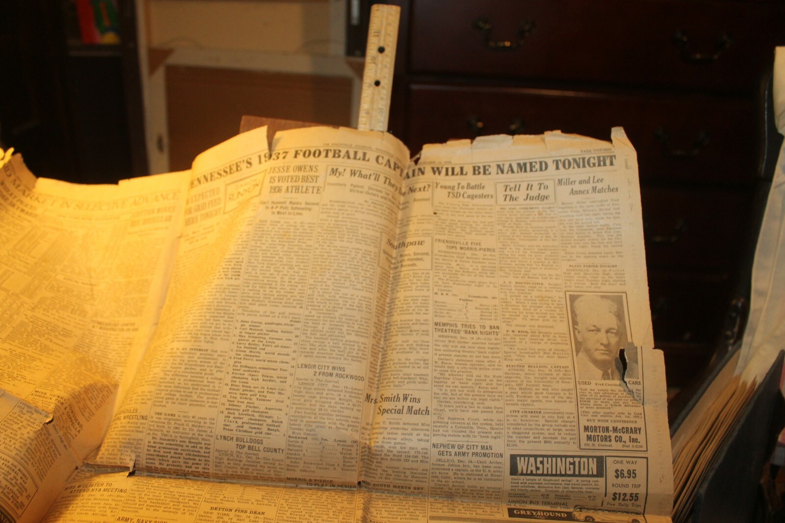 December 15, 1936 Knoxville Partial Journal Santa Ripley Cartoon Tennessee Vols