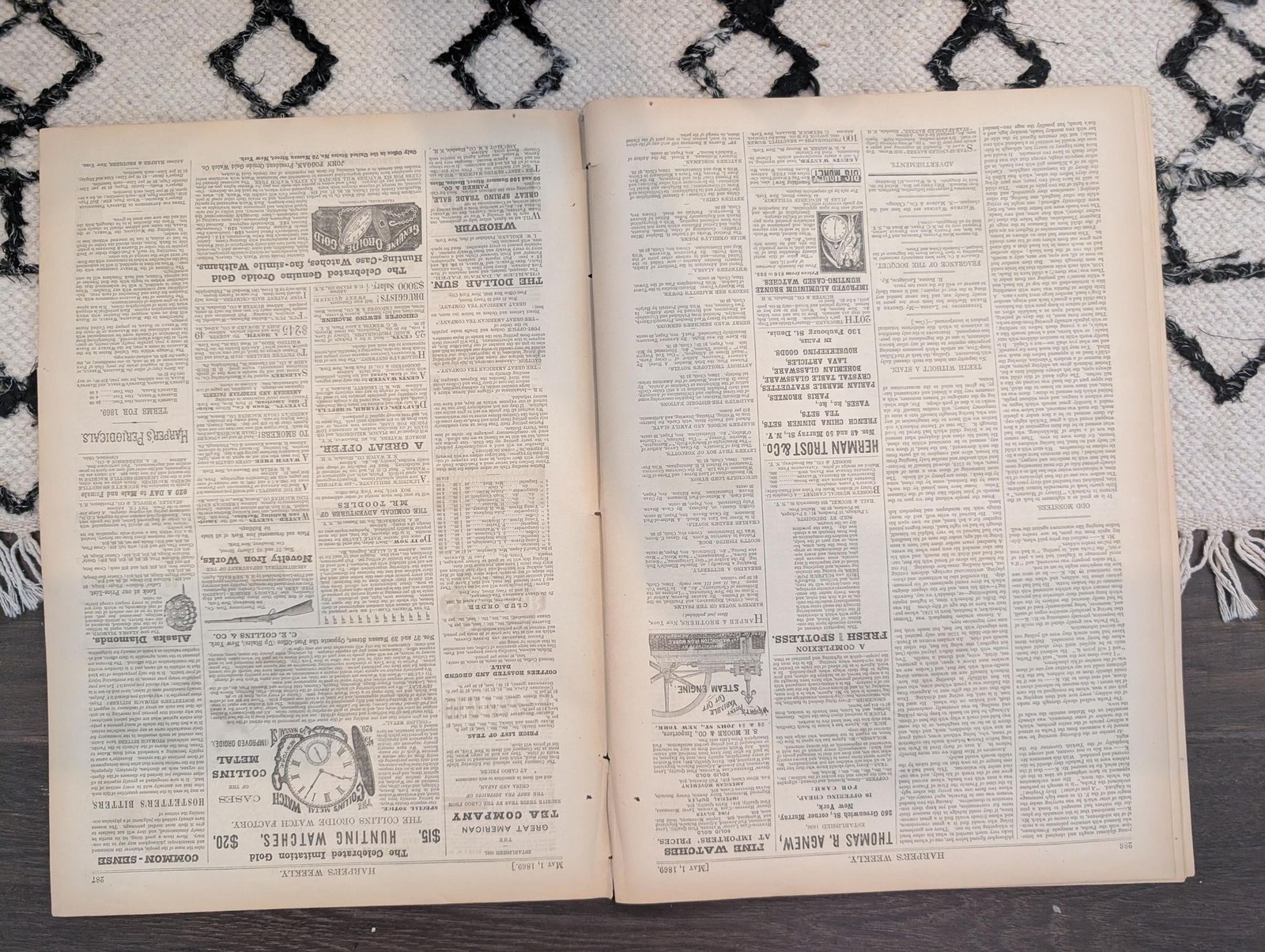May 1 1869 Harpers Weekly, Velocipede Bicycle Mania, Yorktown Surrender, Shakesp