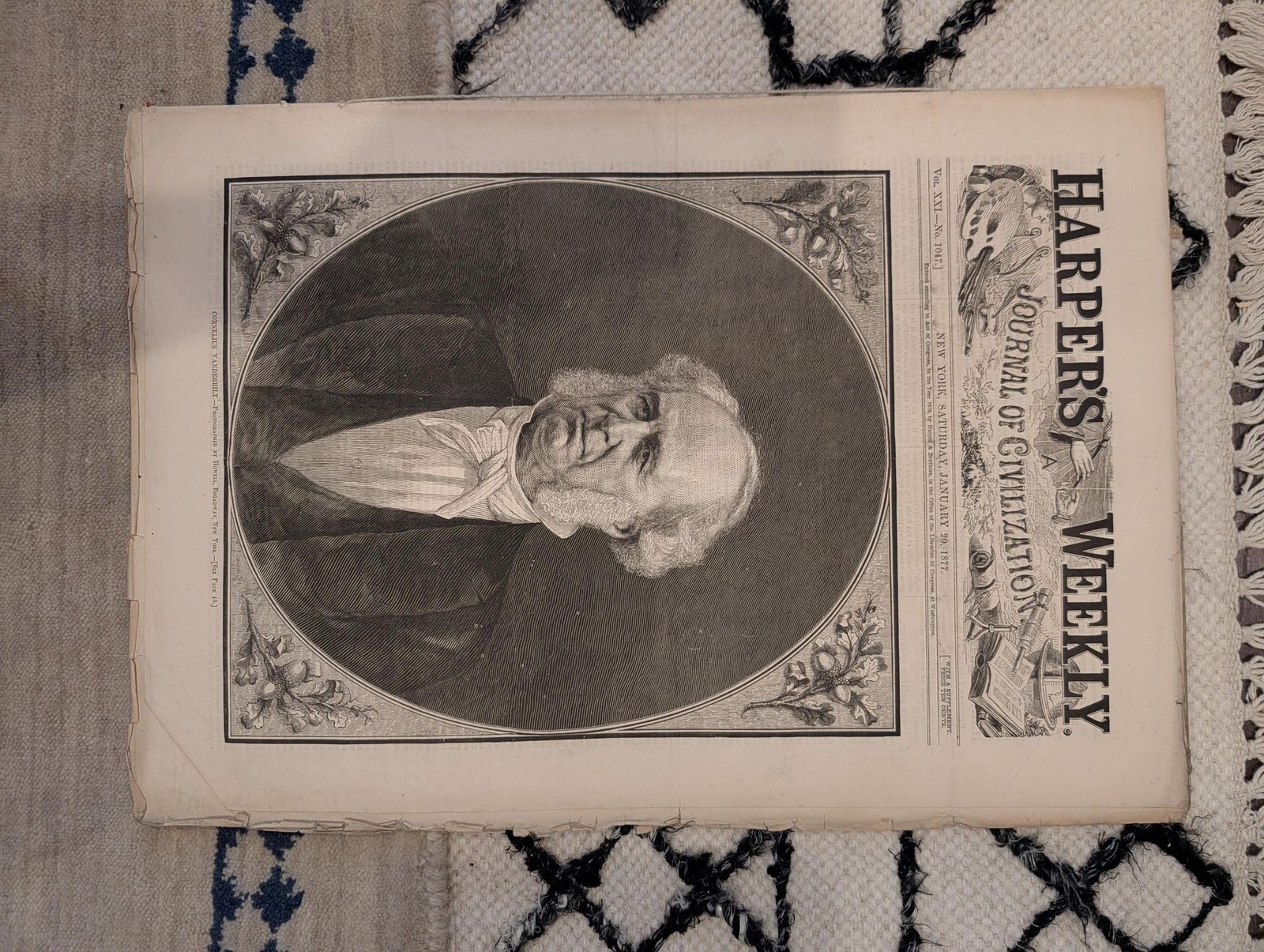 1877 Vanderbilt Portrait, Ashtabula Disaster, Snow Homeless NY — Jan 20